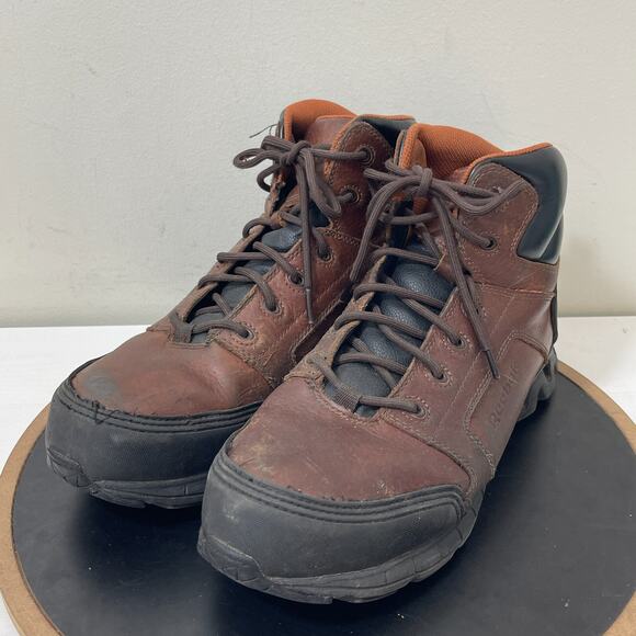 Reebok Work Boots Men 11W RB7005 Steel Toe ASTMβ Leather Safety Hiker Brown - Picture 5 of 10